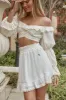 Louella Elasticated Waist Lace Trim Skirt White sold by Selfie Leslie