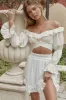 Louella Elasticated Waist Lace Trim Skirt White sold by Selfie Leslie