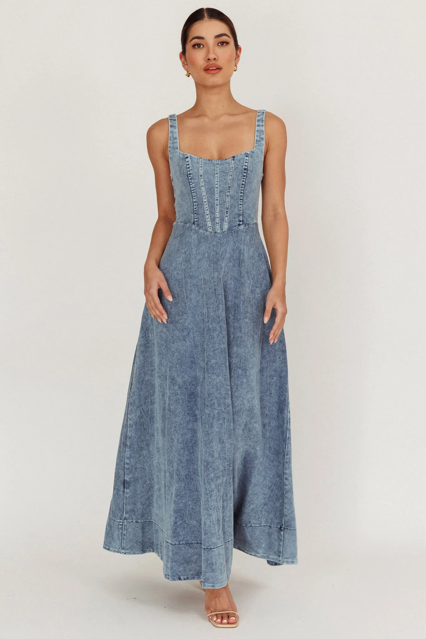 Talissa A-Line Maxi Denim Dress Blue sold by Selfie Leslie