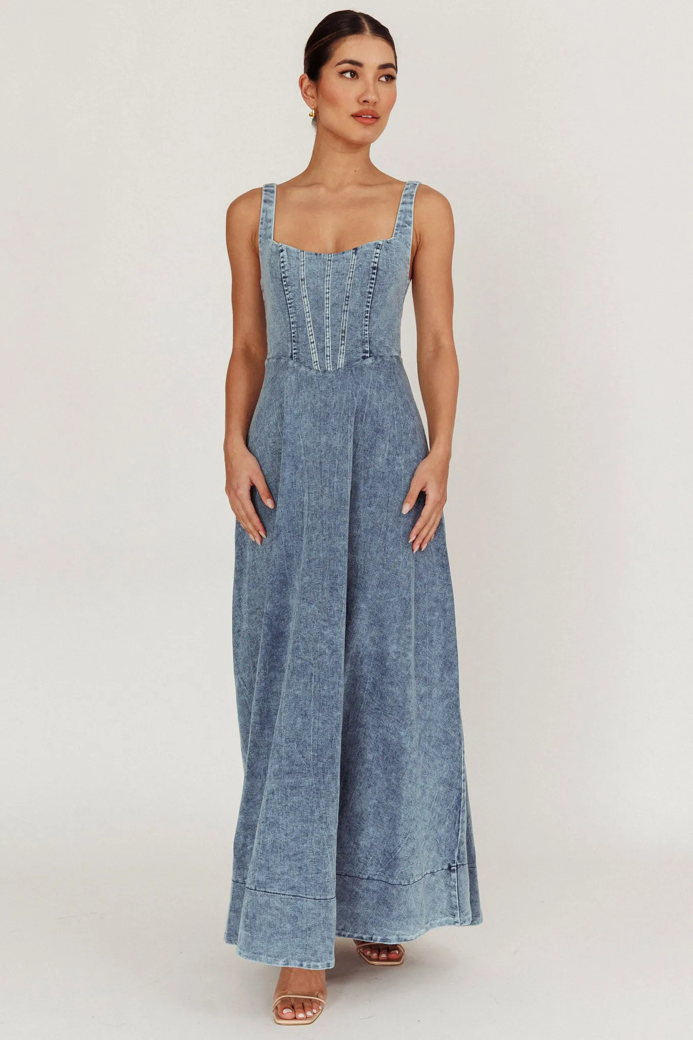 Talissa A-Line Maxi Denim Dress Blue sold by Selfie Leslie product image thumbnail 5