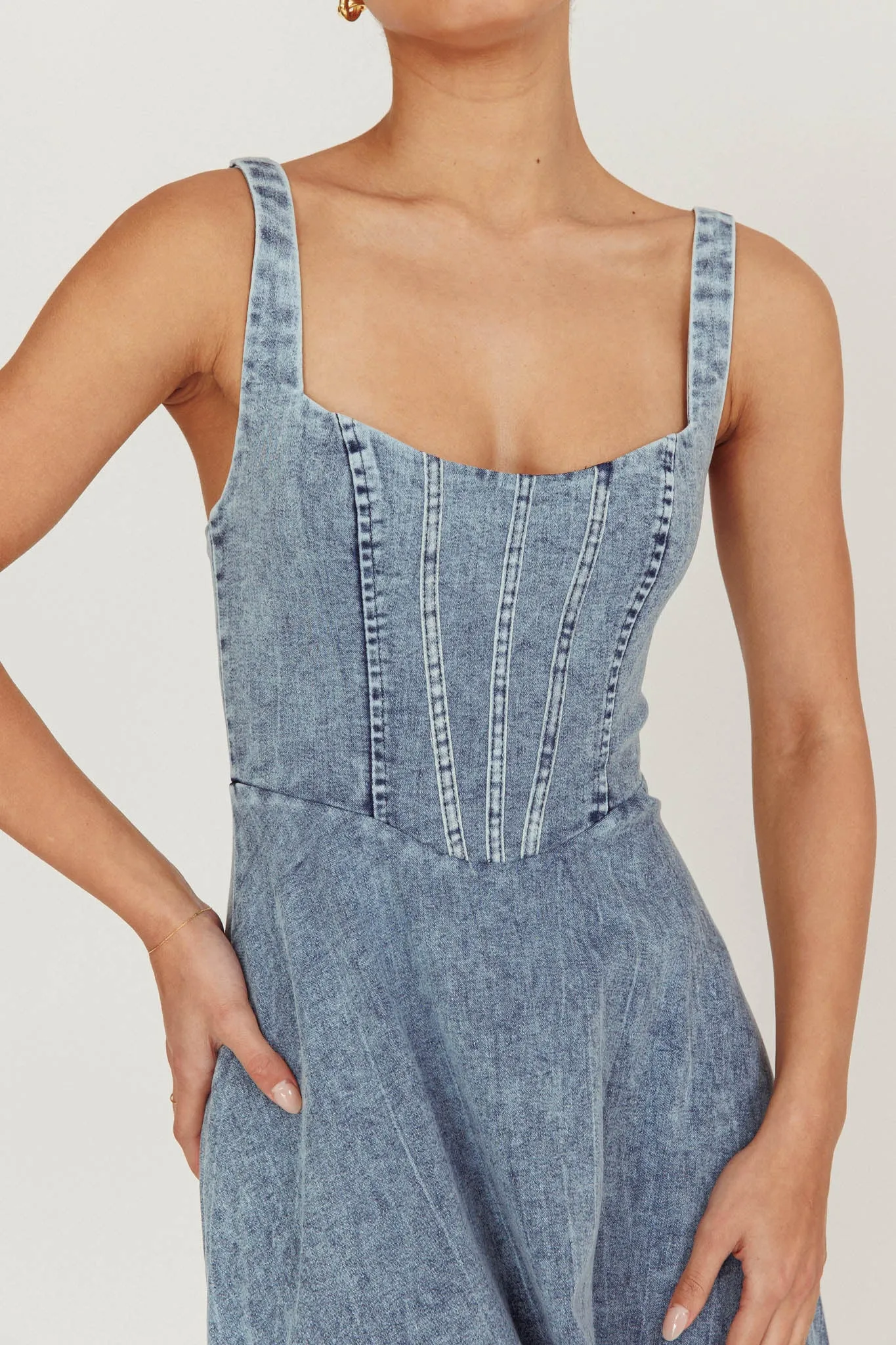 Talissa A-Line Maxi Denim Dress Blue sold by Selfie Leslie product image thumbnail 4