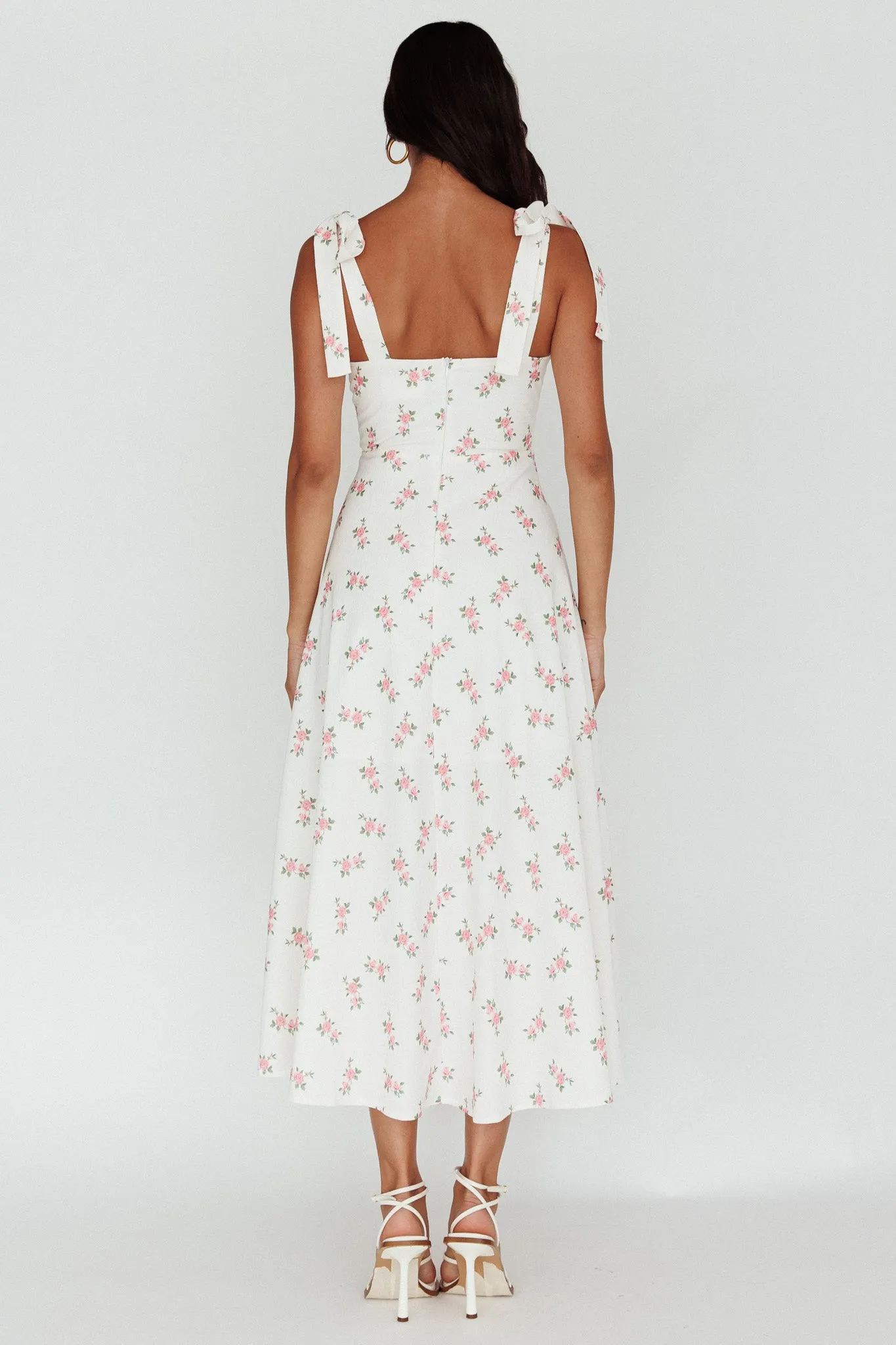 Mathilda Tied Shoulder Midi Dress Pink Floral sold by Selfie Leslie product image thumbnail 2