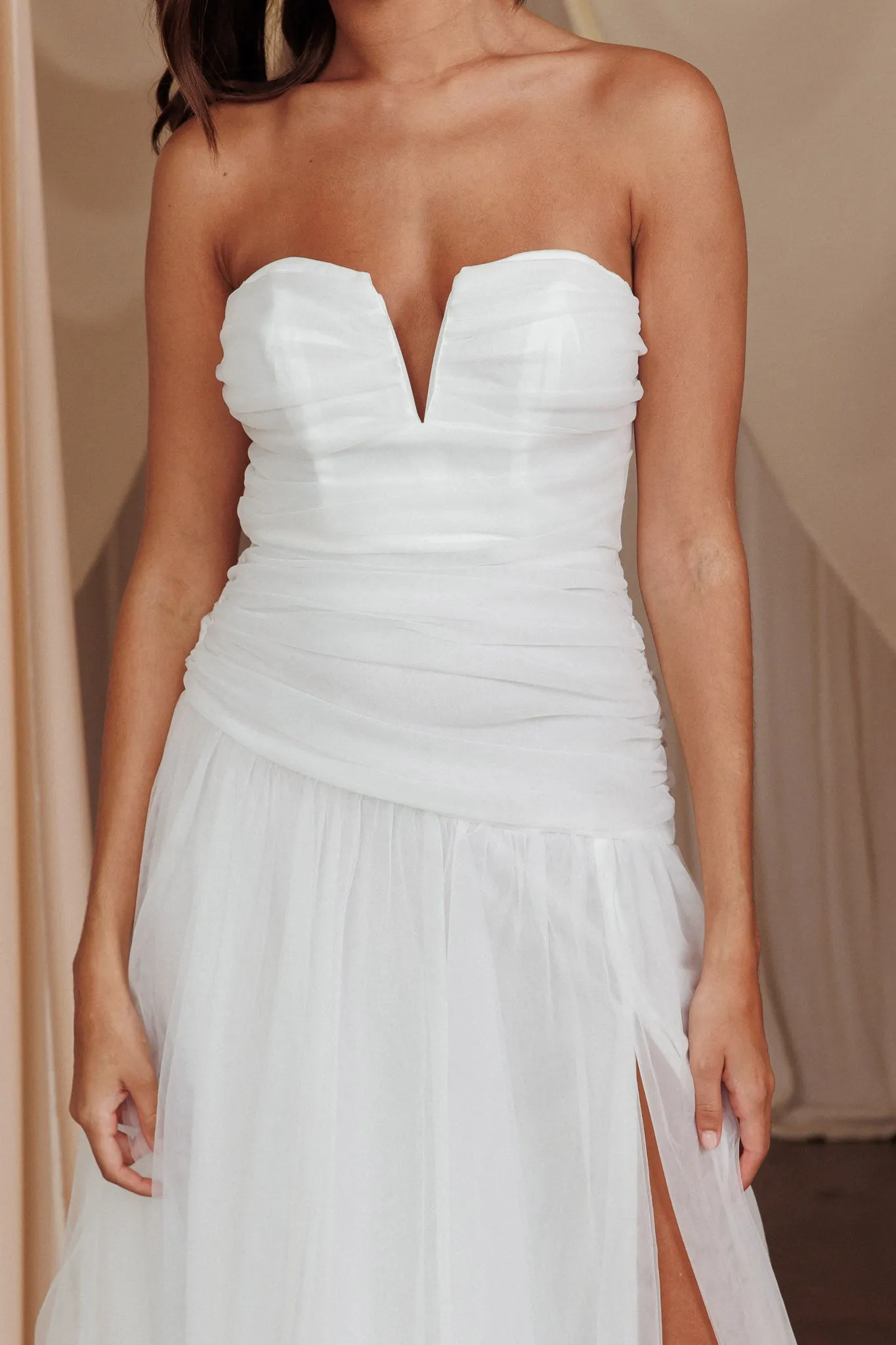 Daphnie Drop Waist Tulle Midi Dress White sold by Selfie Leslie product image thumbnail 4