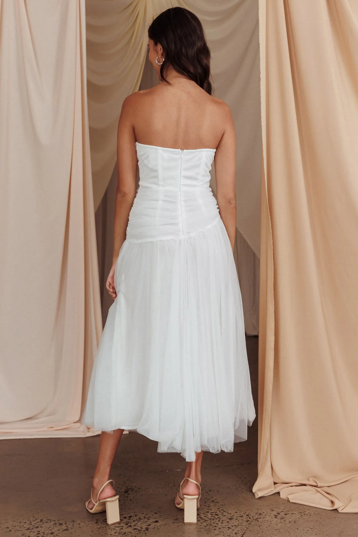 Daphnie Drop Waist Tulle Midi Dress White sold by Selfie Leslie product image thumbnail 2