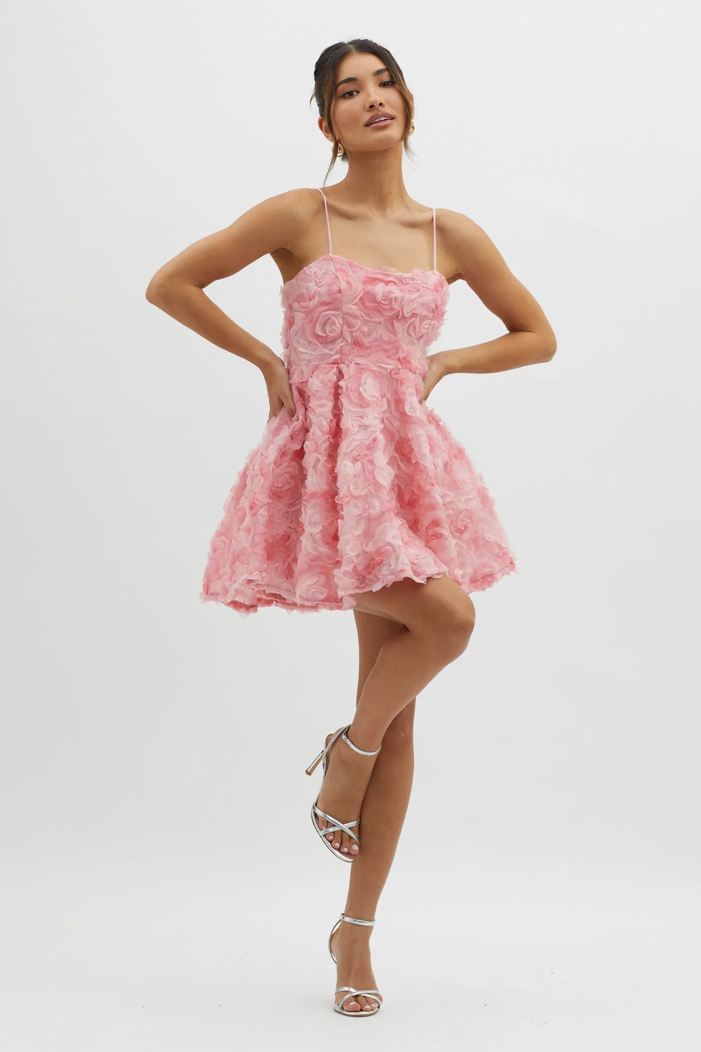 Mariela Floral Embellished Mini Dress Pink sold by Selfie Leslie product image thumbnail 4