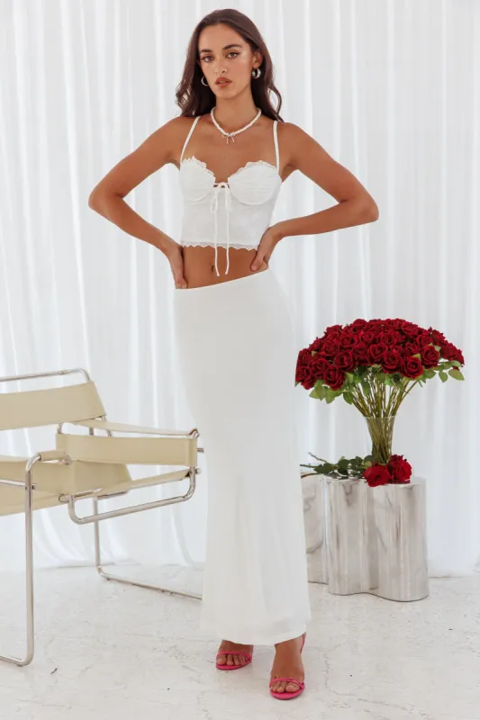 Fortune Stretch Maxi Skirt Off White made by Selfie Leslie