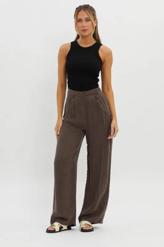 Dodie Straight Leg Trouser Pants Warm Grey sold by Selfie Leslie
