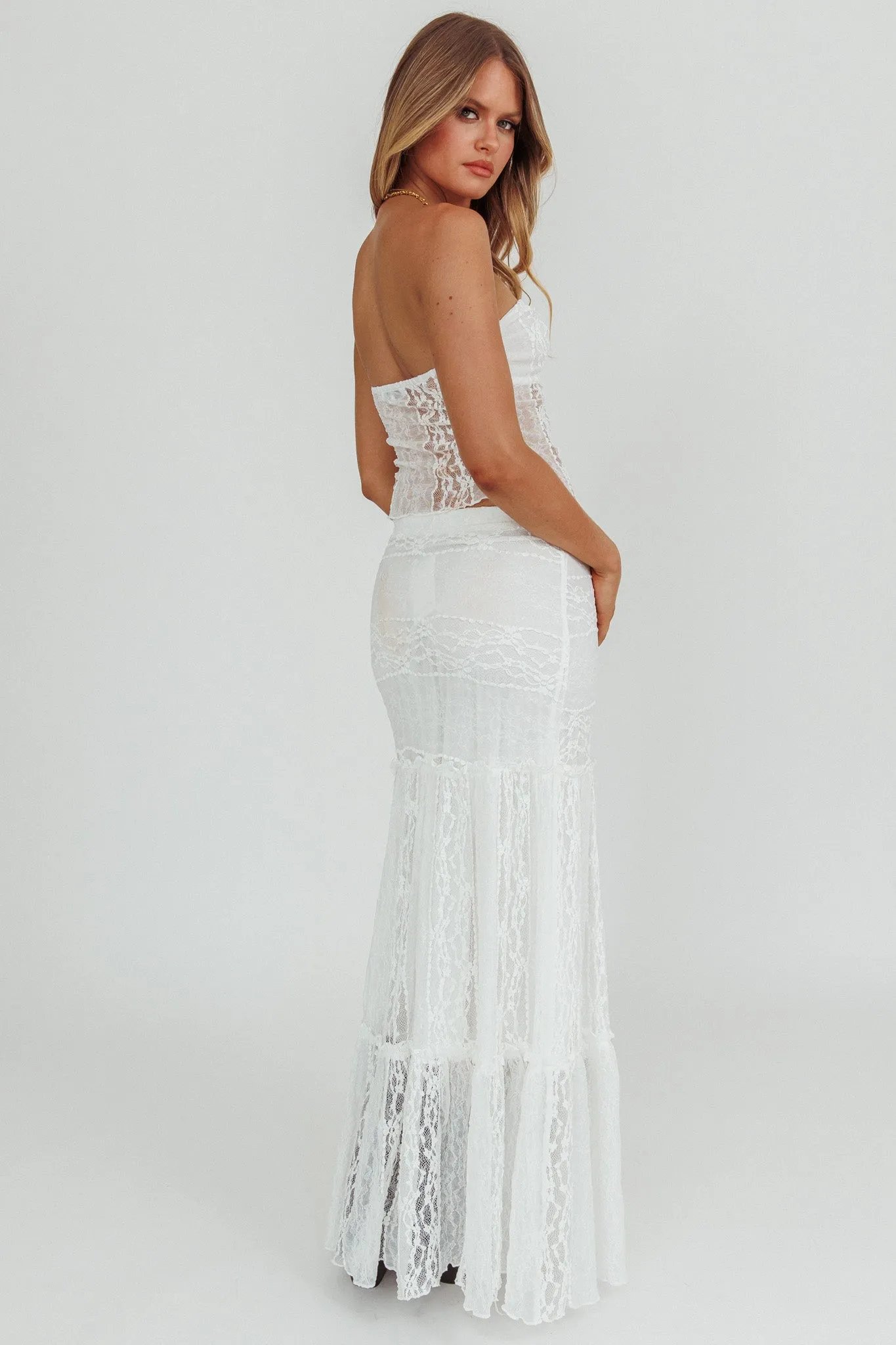 Laganas Maxi Lace Skirt White sold by Selfie Leslie product image thumbnail 2