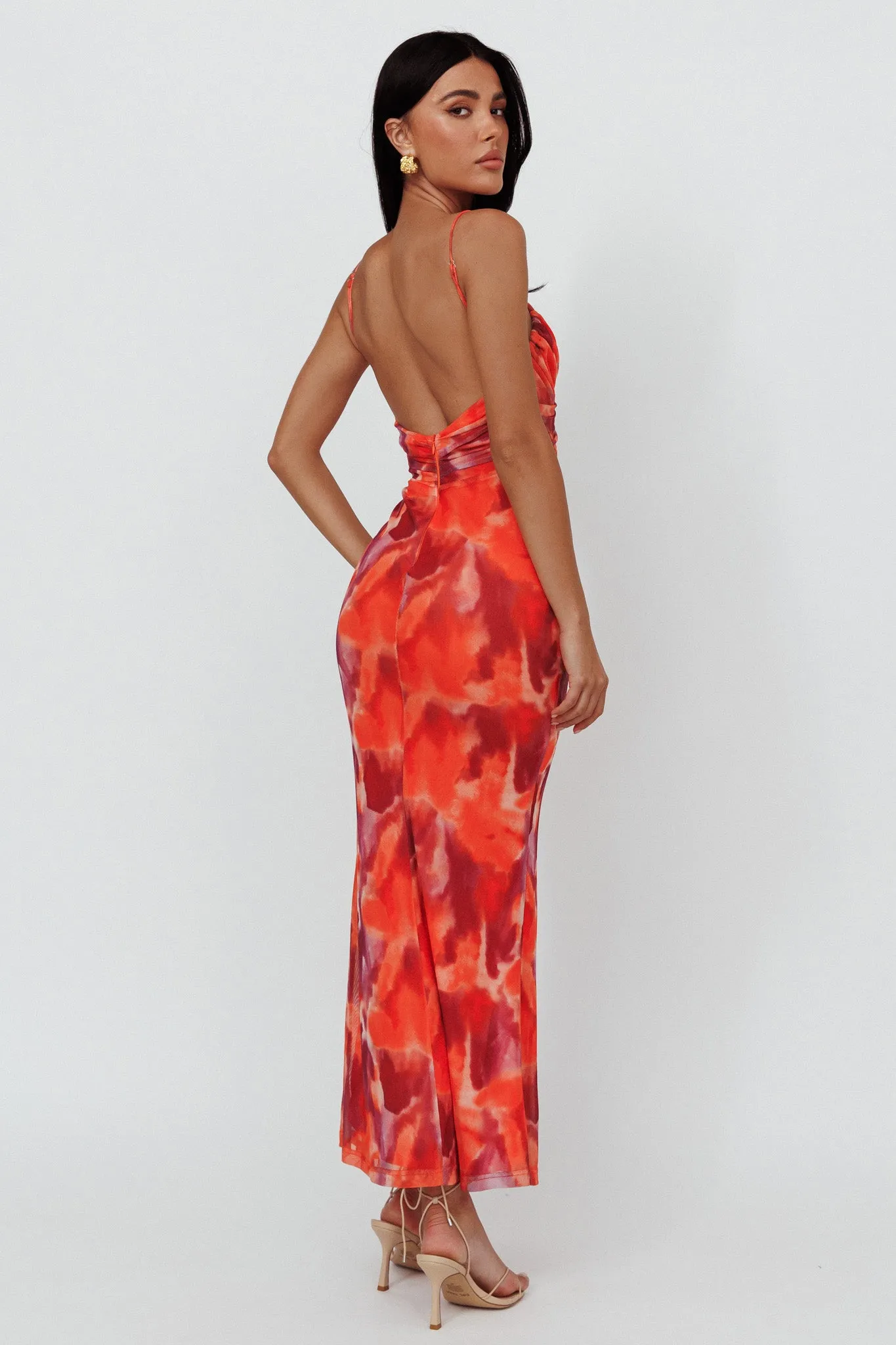 Marrakesh Gathered Bust Maxi Dress Print Orange sold by Selfie Leslie product image thumbnail 2
