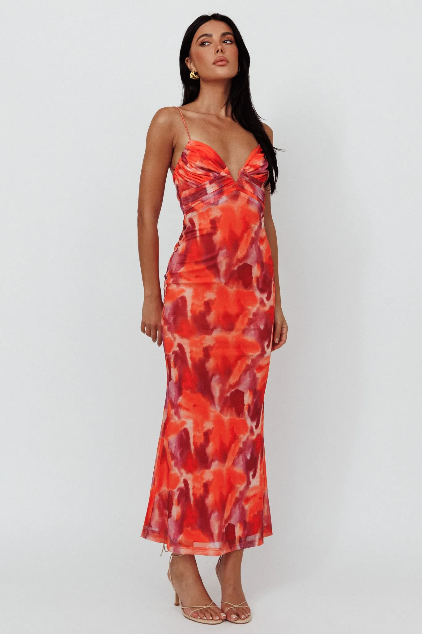 Marrakesh Gathered Bust Maxi Dress Print Orange sold by Selfie Leslie product image thumbnail 5