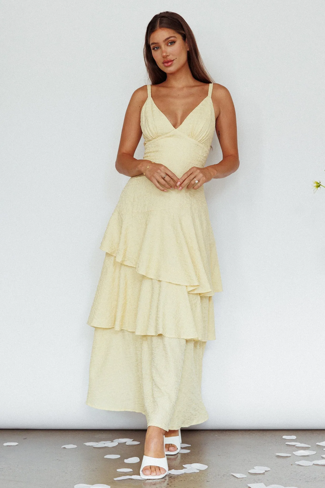 New Vibes Layered Hem Maxi Dress Lemon sold by Selfie Leslie product image thumbnail 5