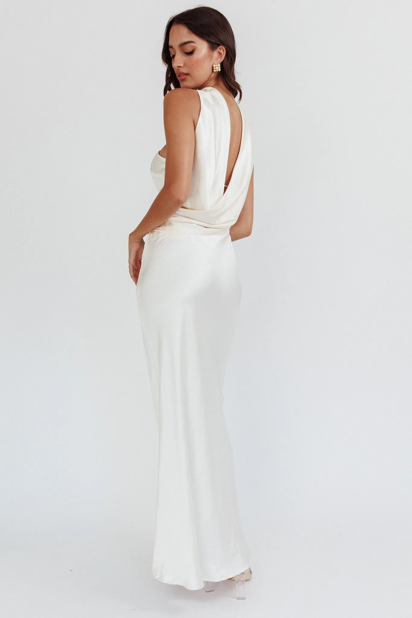 Damsel Reverse Halter Maxi Dress Oyster | Parallel