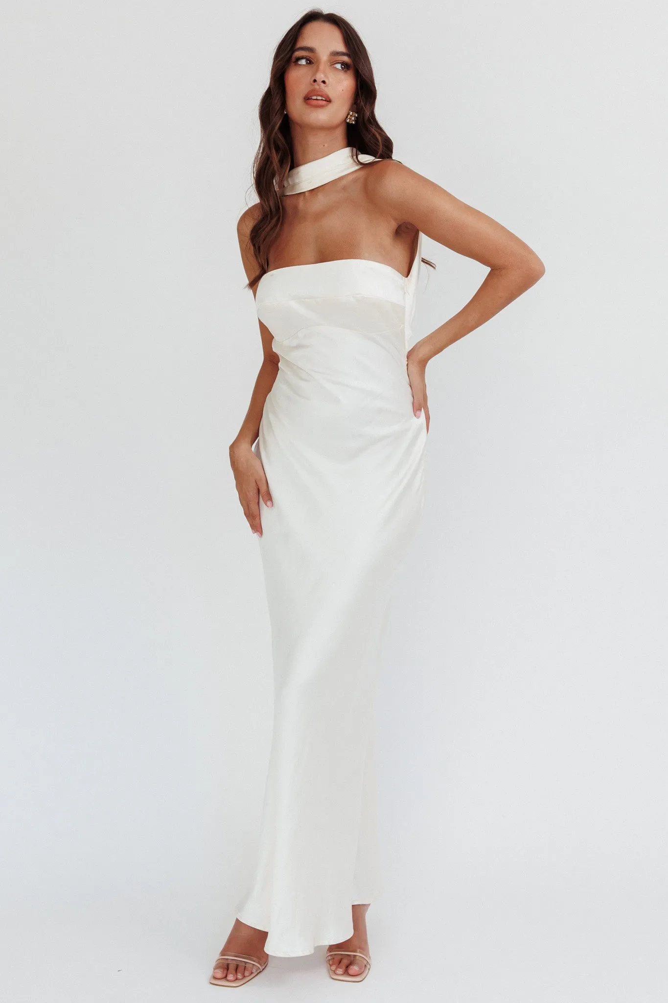 Damsel Reverse Halter Maxi Dress Oyster | Parallel Damsel Reverse Halter Maxi Dress Oyster | Parallel