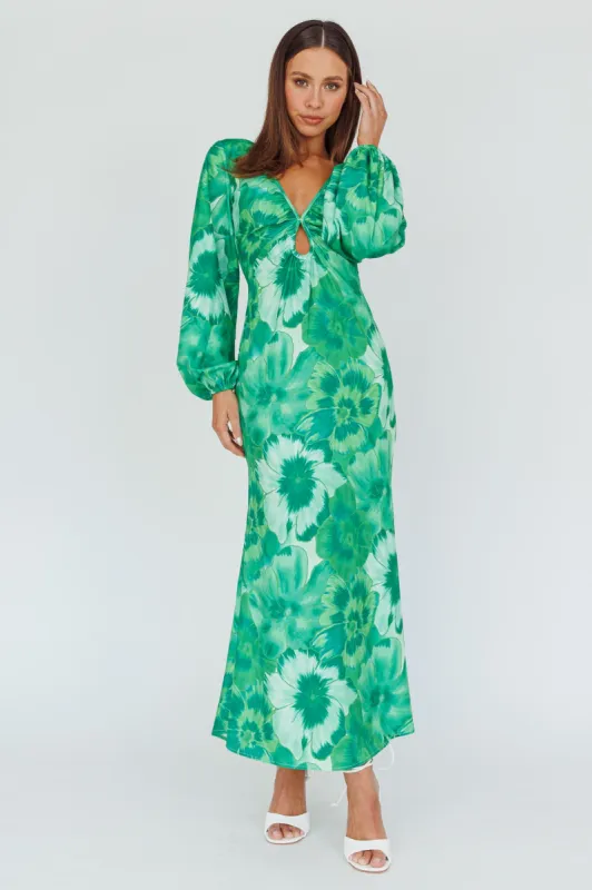 Yessica Balloon Sleeve Midi Dress Floral Green sold by Selfie Leslie