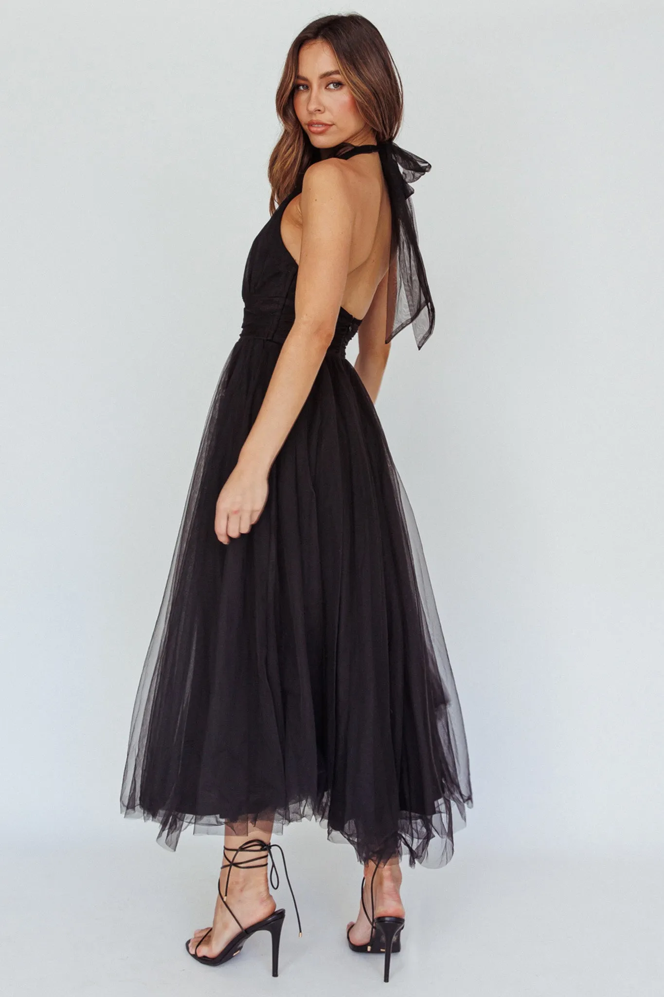 Andria Halterneck Tulle Midi Dress Black sold by Selfie Leslie product image thumbnail 2