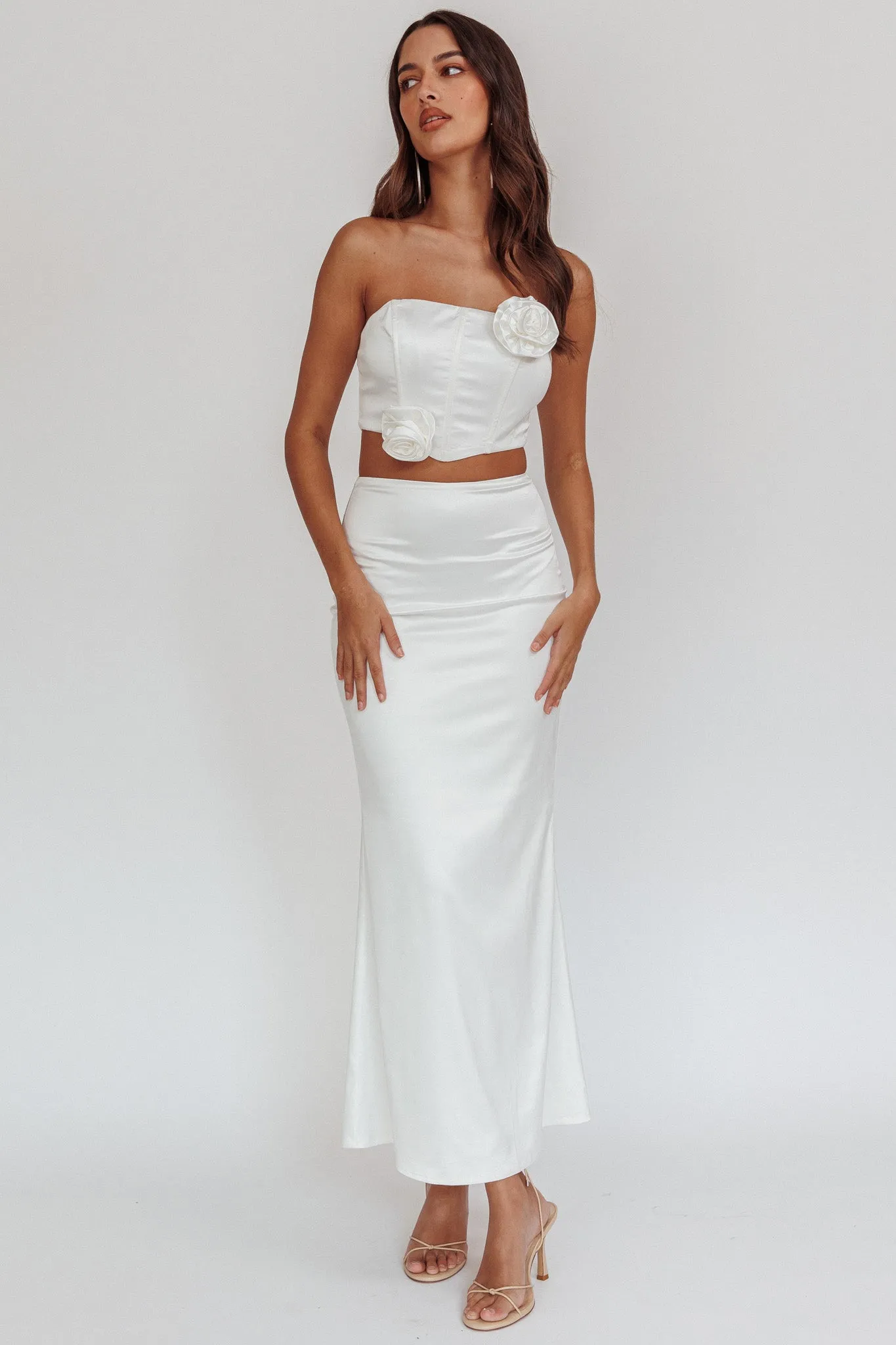Like A Dove Satin Maxi Skirt Oyster sold by Selfie Leslie
