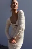 Beachside Crochet Knit Long Sleeve Midi Dress Oat sold by Selfie Leslie