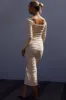 Beachside Crochet Knit Long Sleeve Midi Dress Oat sold by Selfie Leslie