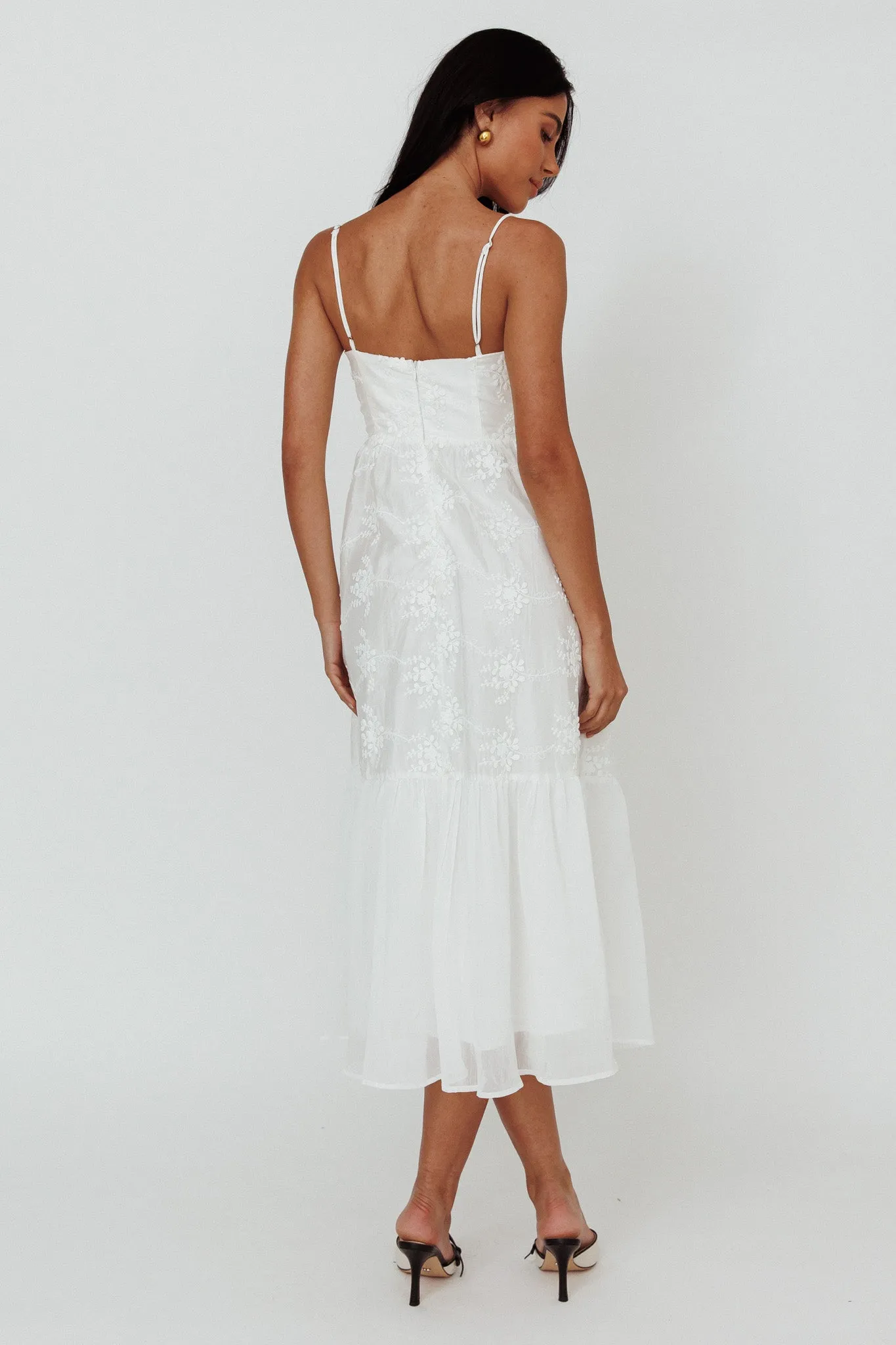 Lake Como Floral Embroidered Midi Dress White sold by Selfie Leslie product image thumbnail 2