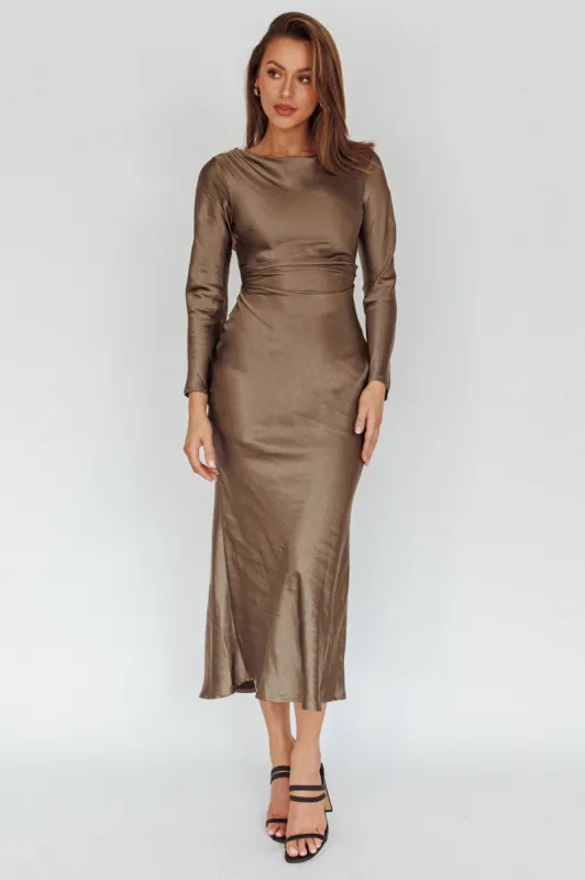 Loveland Cowl Back Midi Dress Ice | Parallel