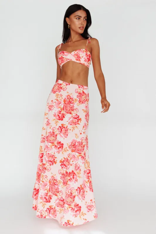 Gabbi Maxi Skirt Floral Print Pink sold by Selfie Leslie