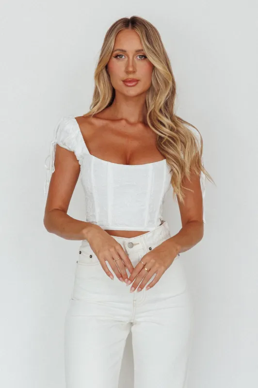 Citrine Dreams String Tie Detail Crop Top White sold by Selfie Leslie