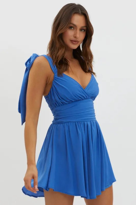 Lola Tied Shoulder Mini Dress Navy sold by Selfie Leslie