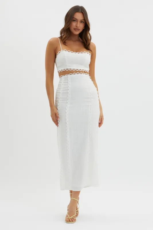 Chamberlain Scallop Trim Maxi Skirt White sold by Selfie Leslie
