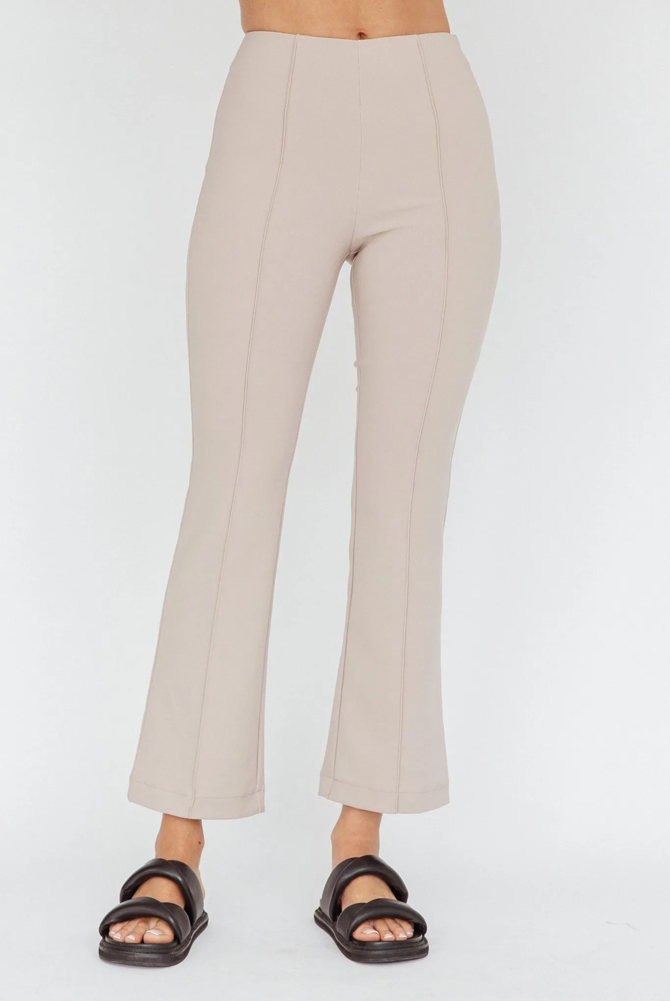 Sabria Mid-Rise Flare Pants Beige sold by Selfie Leslie product image thumbnail 4