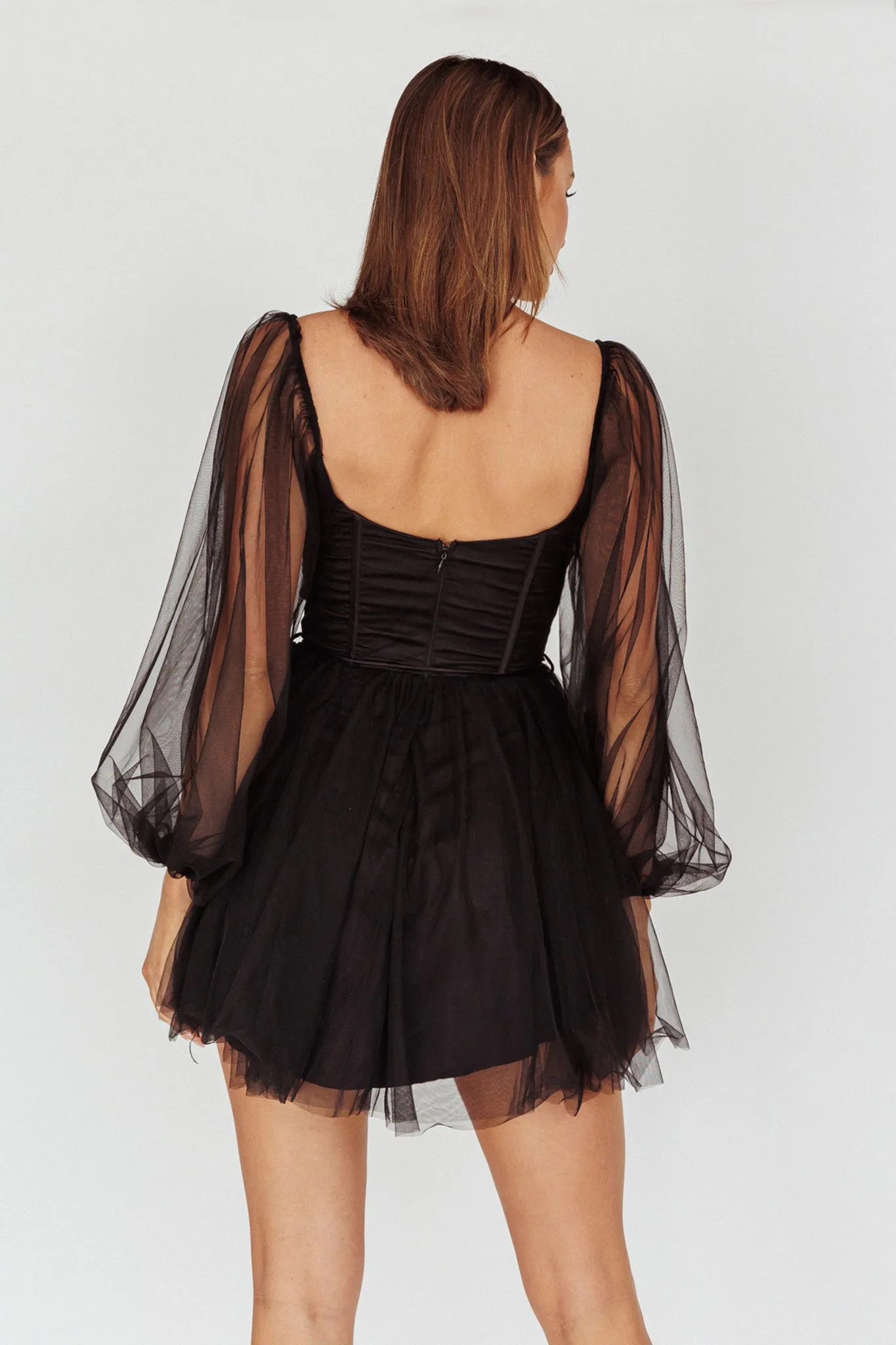 Fairytale Dream Sheer Sleeve Mini Dress Black sold by Selfie Leslie product image thumbnail 2