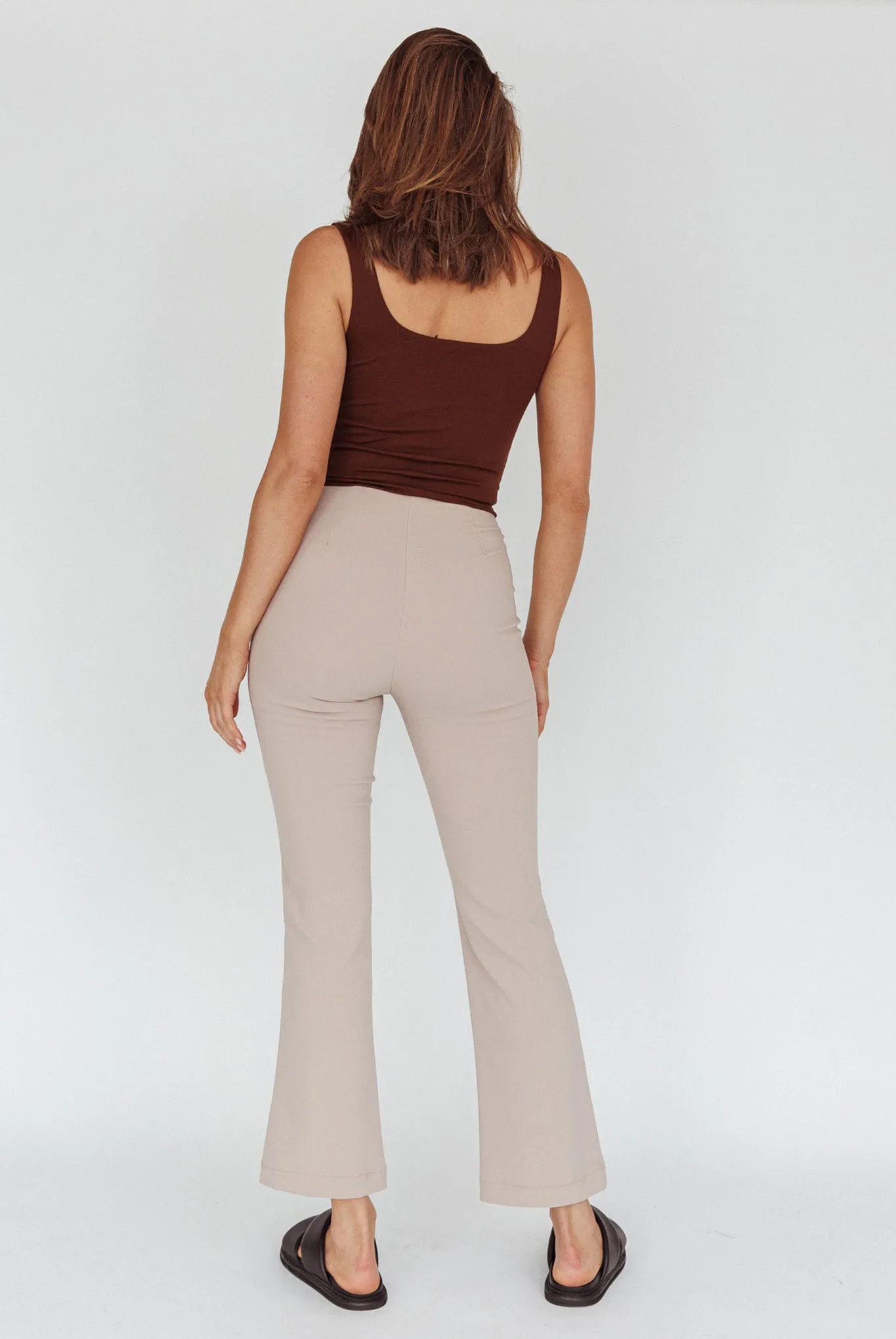 Sabria Mid-Rise Flare Pants Beige sold by Selfie Leslie product image thumbnail 2