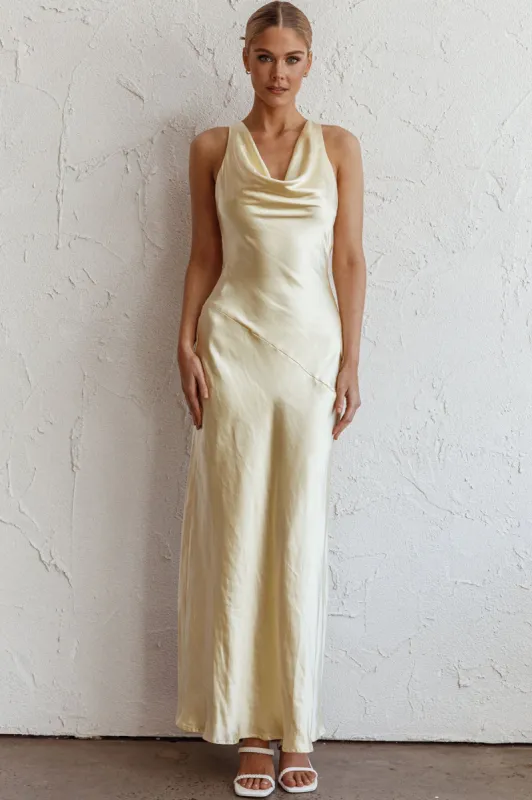 Cassiopeia Open Back Maxi Dress Butter sold by Selfie Leslie