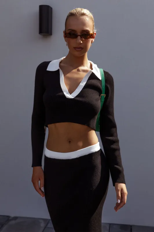 Brinley Long Sleeve Collared Top Black sold by Selfie Leslie