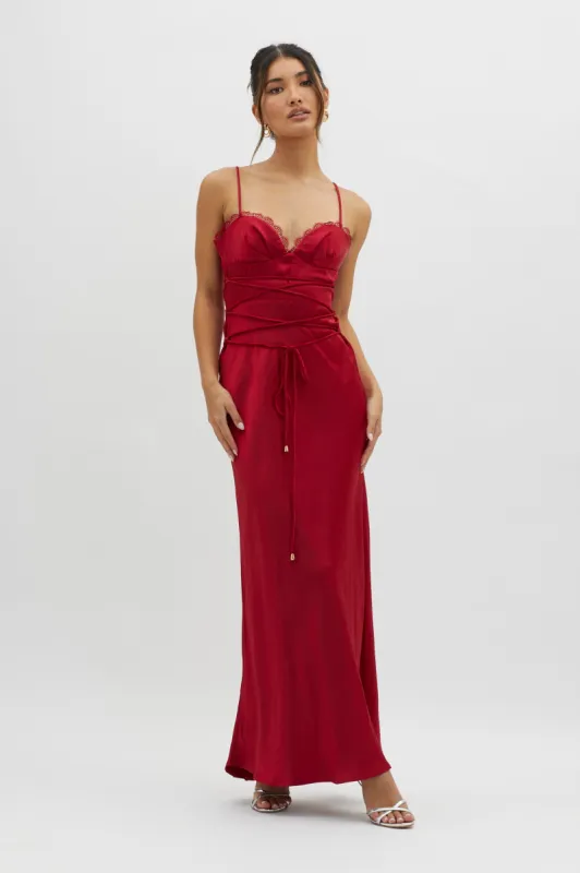 Silver Lining String Tie Waist Dress Red sold by Selfie Leslie