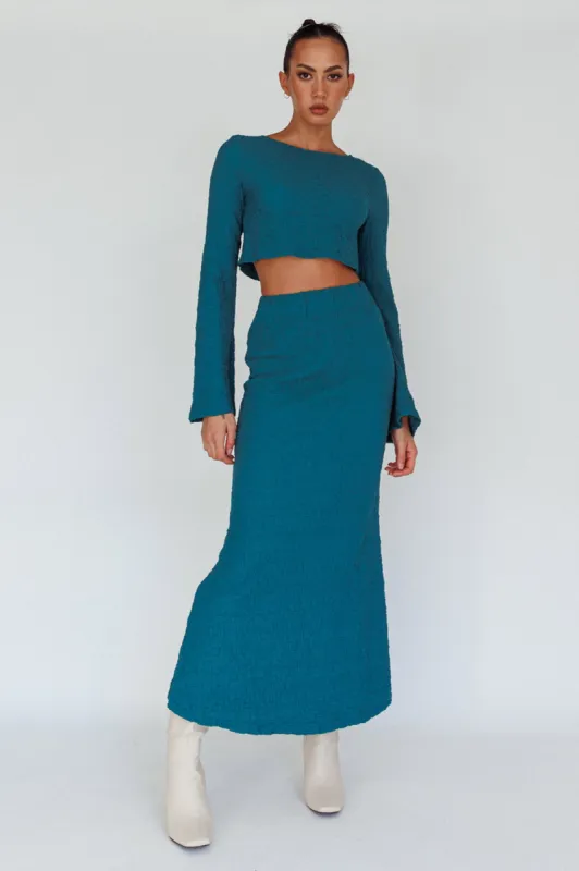 Treasures Textured Midi Skirt Teal sold by Selfie Leslie