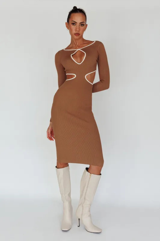 Jovie Keyhole Knit Midi Dress Mocha sold by Selfie Leslie