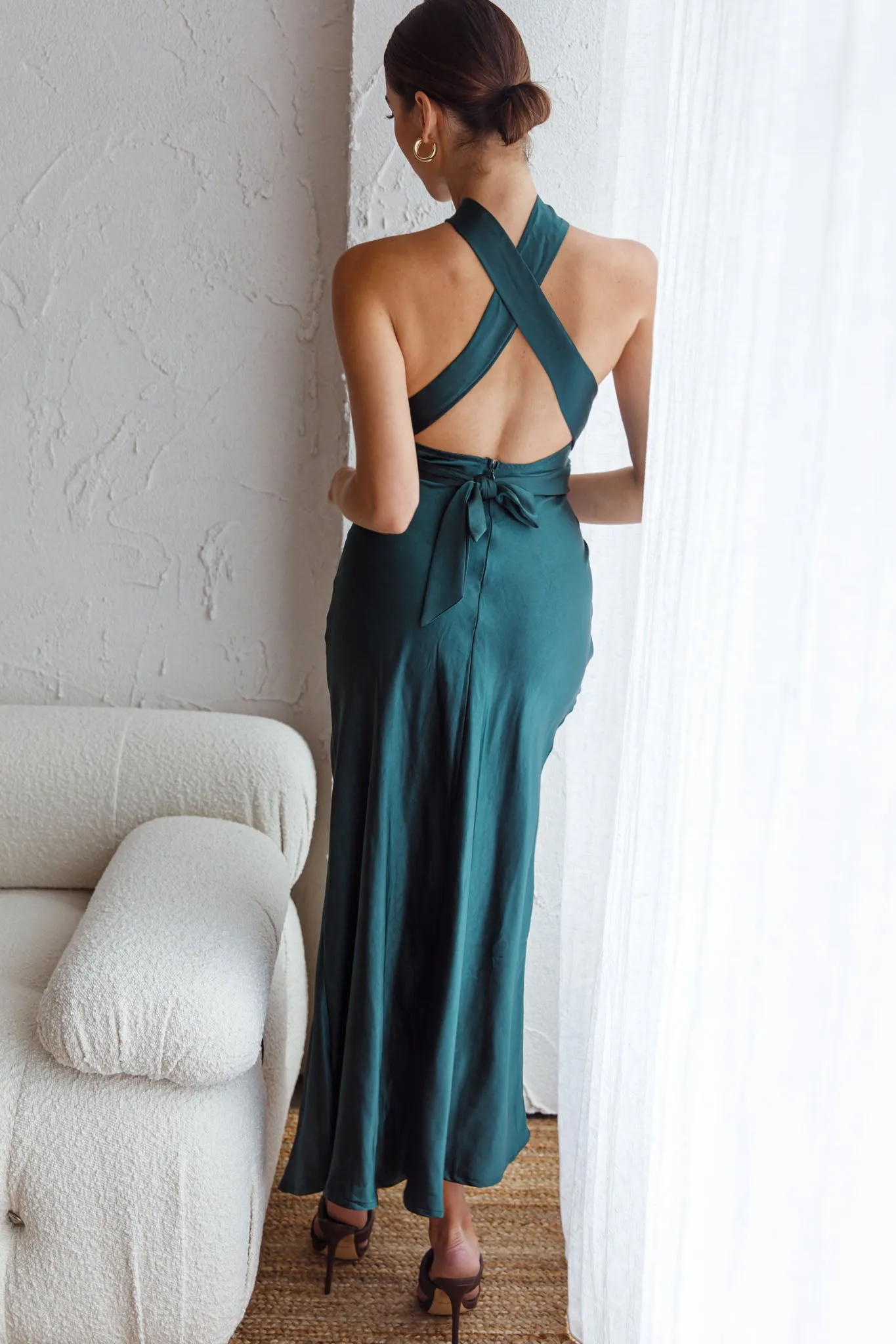 Te Amo Halterneck Open Back Midi Dress Forest Green sold by Selfie Leslie product image thumbnail 2