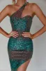 Shooting Stars One-Shoulder Sequin Dress Green sold by Selfie Leslie