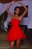 Fayette Strapless Mesh Mini Dress Red sold by Selfie Leslie