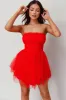 Fayette Strapless Mesh Mini Dress Red sold by Selfie Leslie