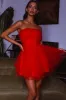 Fayette Strapless Mesh Mini Dress Red sold by Selfie Leslie
