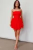 Fayette Strapless Mesh Mini Dress Red sold by Selfie Leslie