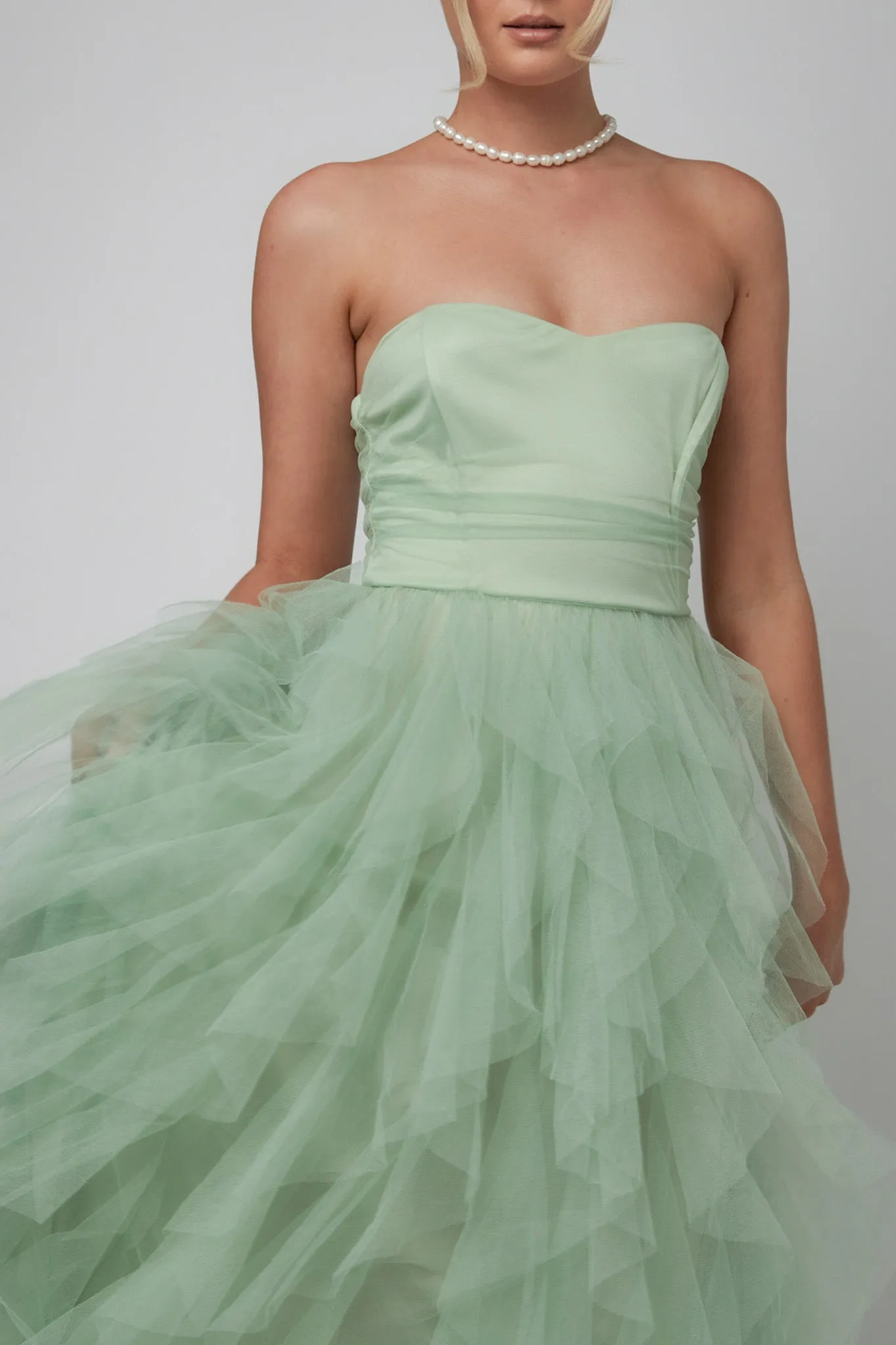 Rori Tulle Cascade Maxi Dress Sage sold by Selfie Leslie product image thumbnail 3