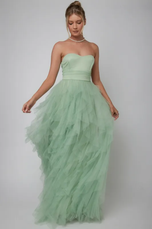 Rori Tulle Cascade Maxi Dress Sage sold by Selfie Leslie