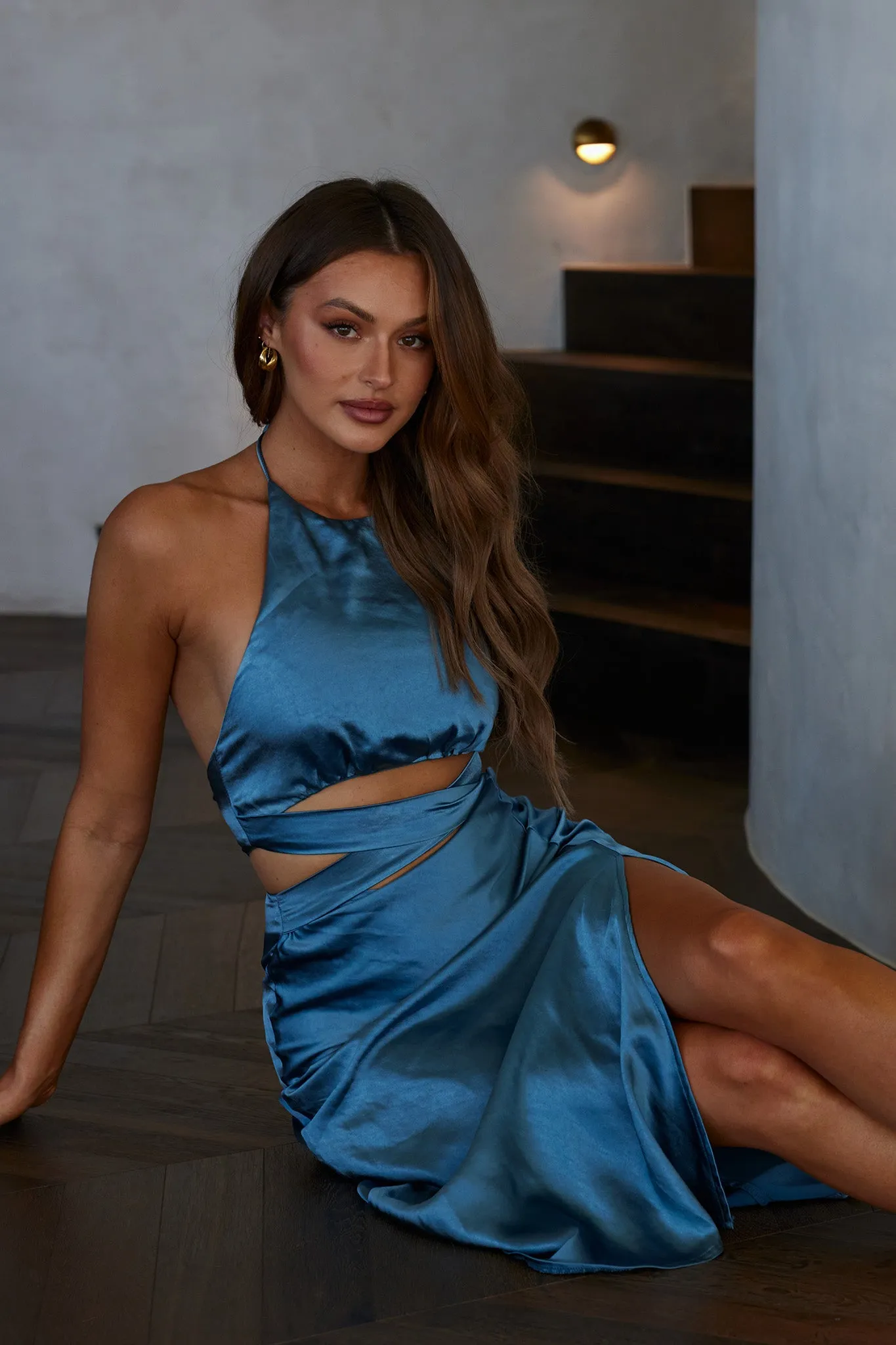 Social Butterfly Cut-Out Waist Midi Dress Midnight Blue sold by Selfie Leslie product image thumbnail 4