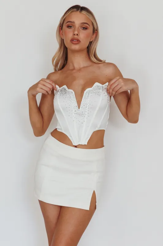 Up All Night Diamante Crop Top White sold by Selfie Leslie