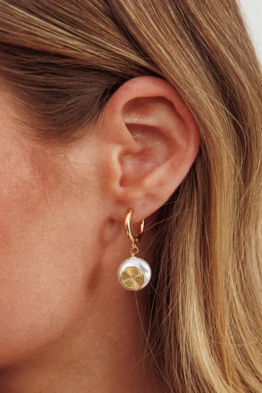 Sophia Swirl Pearl Earrings Gold sold by Selfie Leslie