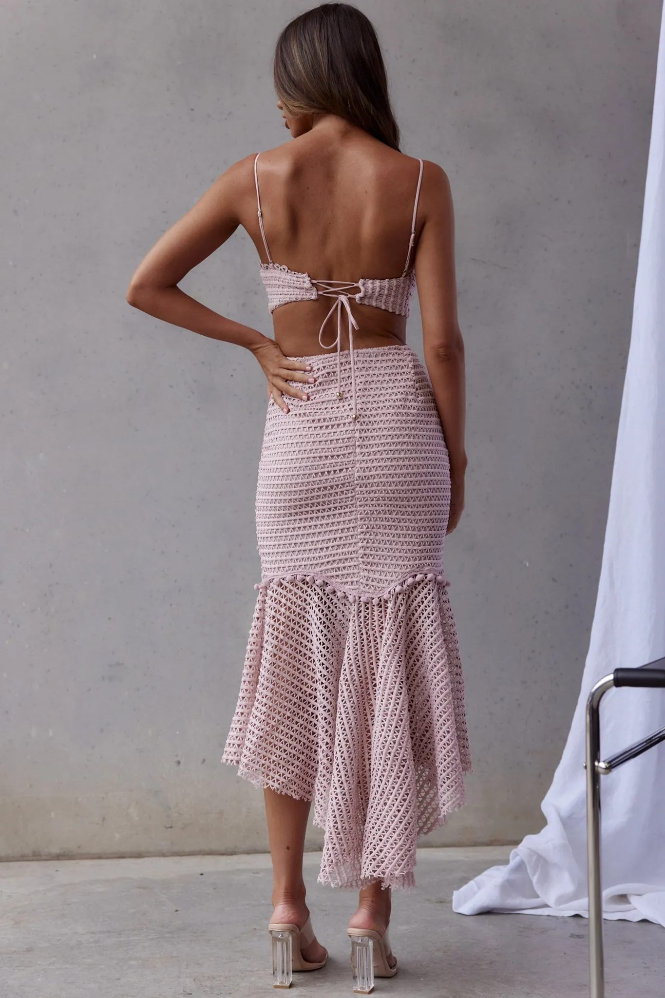 Zoey Lace Overlay Cut-Out Midi Dress Blush sold by Selfie Leslie product image thumbnail 3