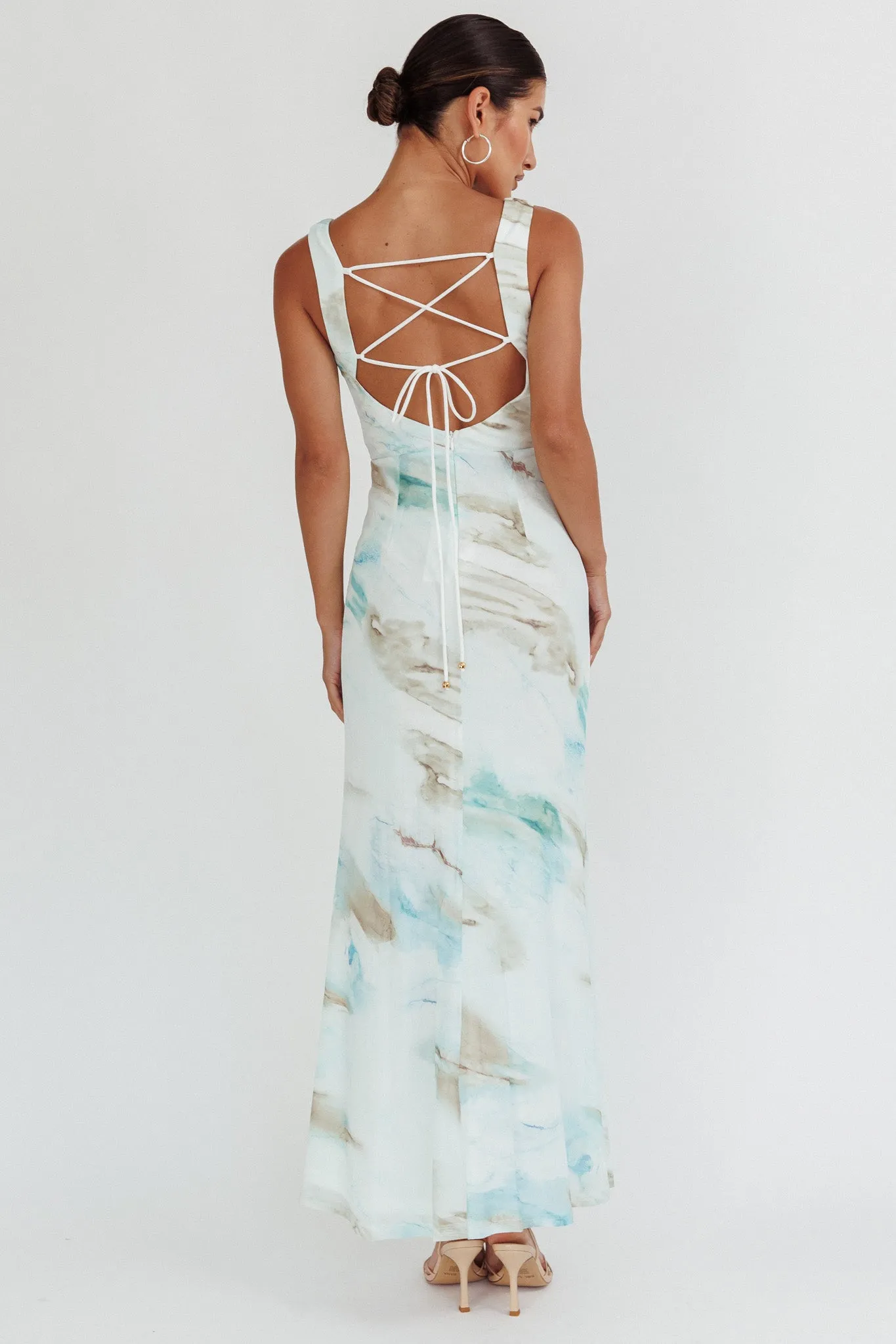 Jovelle Strappy Back Maxi Dress Marble Blue sold by Selfie Leslie product image thumbnail 2