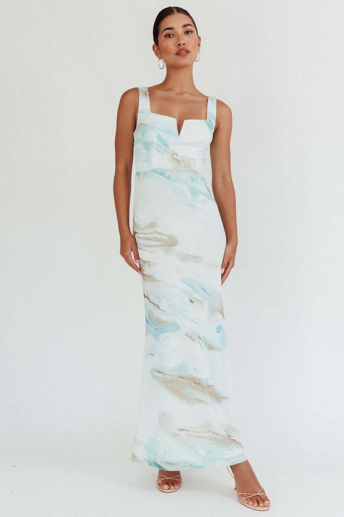 Jovelle Strappy Back Maxi Dress Marble Blue sold by Selfie Leslie product image thumbnail 3